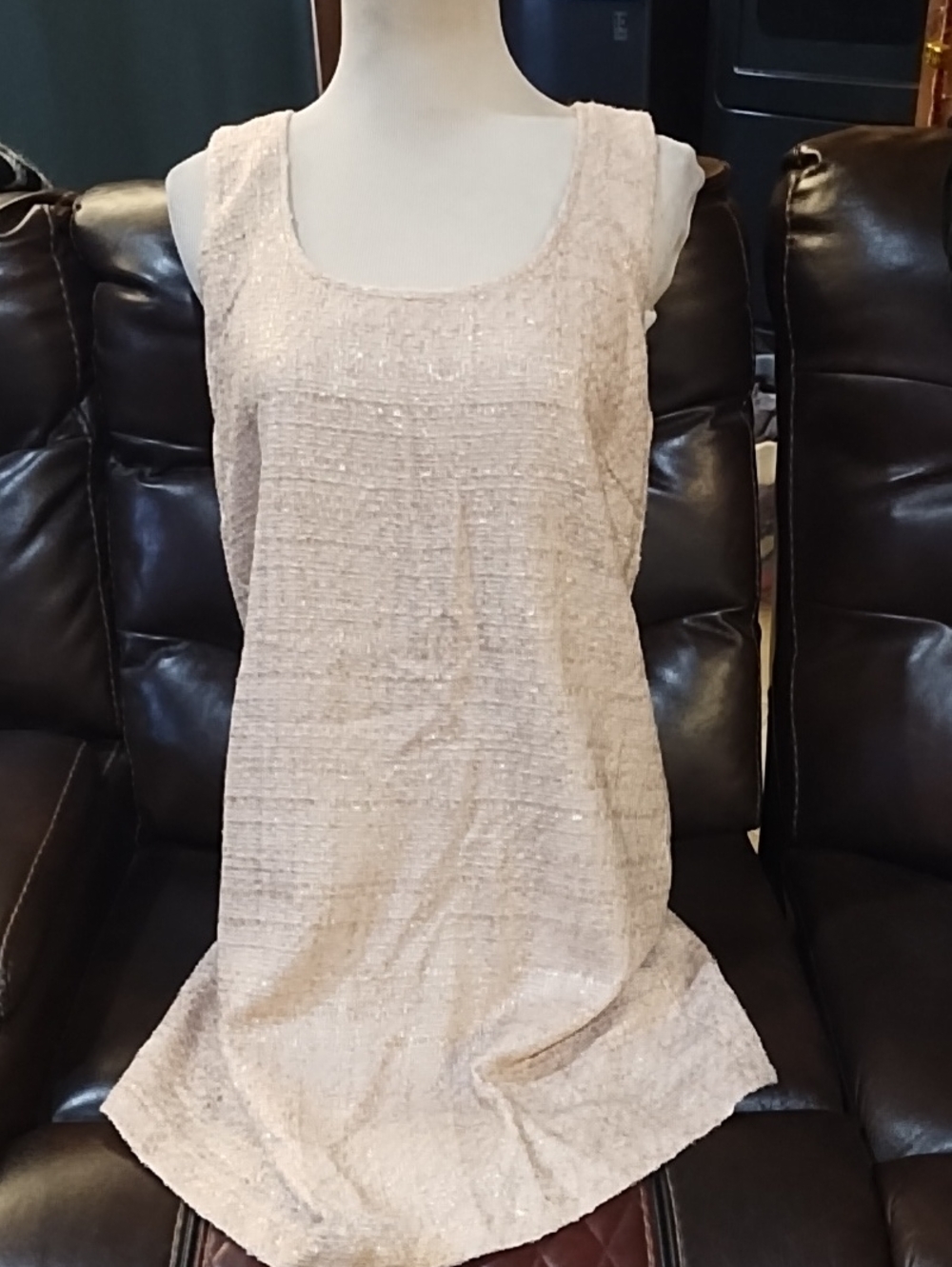 Blu Pepper Scoop Neck Dress in Light Blush With Gold Thread